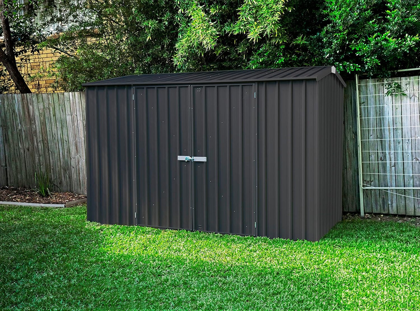 Absco Premier Storage Sheds, 10'x5' Metal Garage, DIY Backyard Shed, Utility Tool Storage, Weather & Wind Resistant Aluminum Panels & Steel Frame, Maintenance-Free, 12 Year Warranty, Monument Gray